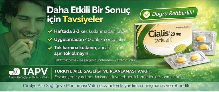 Cialis 20 mg 4 tablet kullanım bilgilendirme görseli