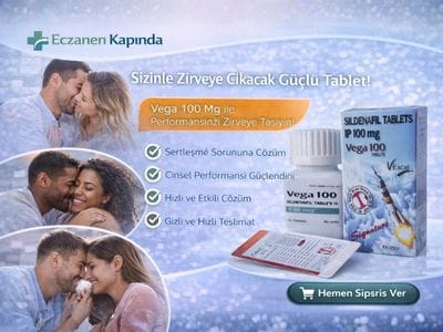 Vega 100 mg tablet 30'lu ürün ambalajı