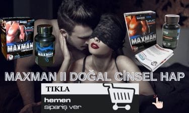 Maxman II 30 Kapsül Bitkisel ürün banner görseli ürün fotoğrafı ve bir çiftten oluşur