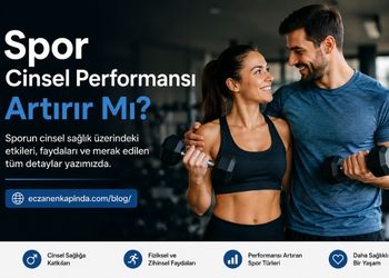 Spor yapan mutlu çiftin dambıl kaldırdığı, sporun cinsel performansa etkisini anlatan profesyonel blog banner görseli