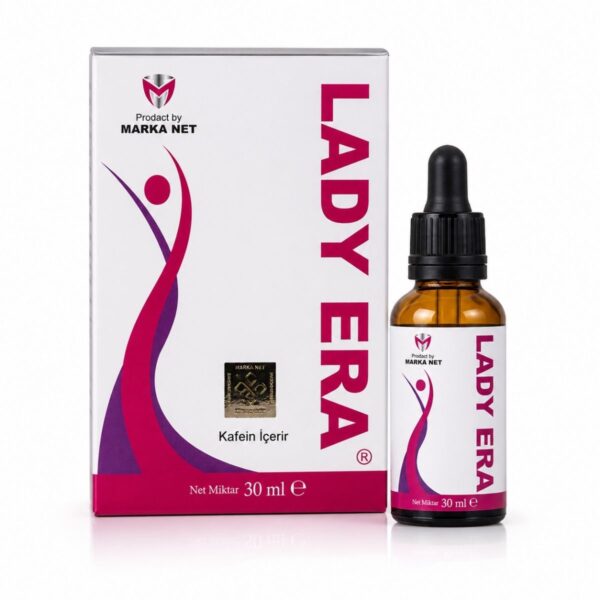 Lady Era bayan azdırıcı damla: 30 ml damlalıklı cam şişe ve pembe-mor kutusu