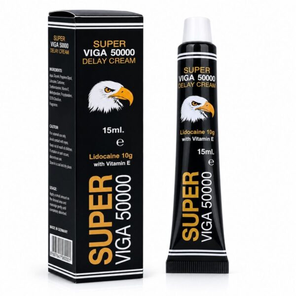 Super Viga 50000 geciktirici krem: 15 ml tüp ve siyah kutusu